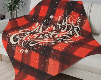 Merry Christmas Blanket, Velveteen Minky Blanket, Christmas Gift, Holiday Gift, Holiday Decor, Home Decor, Christmas Throw