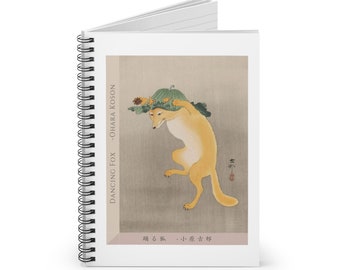 Fox Notebook, Dancing Fox by Ohara Koson, Spiral Notebook with Ruled Line, Art Notebook, Art Lover, Fox Lover, Gift for Teacher