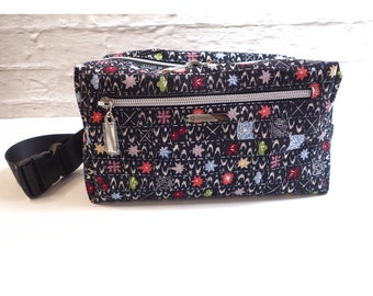 Kimono Belt Bag, Recycled Vintage Japanese Fabric, Fanny Pack, Crossbody Bag, Waist Bag, Travel Bag, Bum Bag, Black/Multi-color