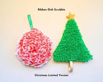 Ribbon Dish Scrubbie: Quick Dry, Holiday Kitchen Sponge