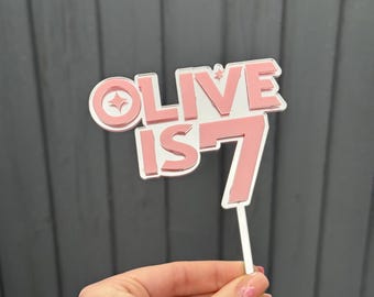 Acrylic pop theme Cake Topper Any colour