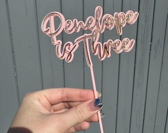 Double layer name and age   Cake Topper any colour