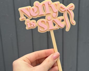 Acrylic bow  theme Cake Topper Any colour