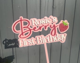 Acrylic Strawberry  Cake topper