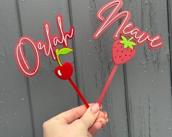 Acrylic Berry theme Cake topper