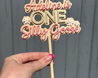Acrylic One Silly Goose  Cake topper