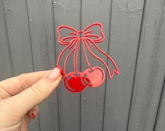 Acrylic Cherry bow cake decoration