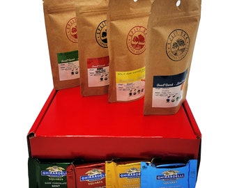 Coffee Gift Box Set: Coffee and Chocolate - 4 Assorted Coffees and 4 Assorted Chocolate Squares!!