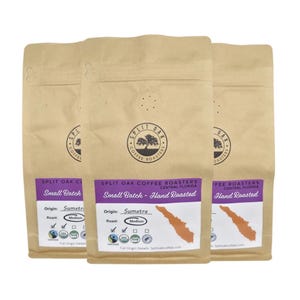 3 Pack Organic Sumatra Coffee: Medium Roast, Fair Trade, Whole Beans