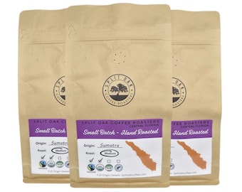 3 Pack Organic Sumatra Coffee: Medium Roast, Fair Trade, Whole Beans