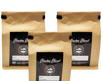 3 Pack Organic Bourbon Barrel Roasted Coffee Beans 10oz, Limited Edition Barrel Aged to Perfection Whole Beans, Medium Roast Award Winning