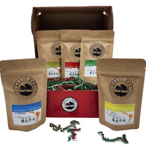 5 Pack Coffee Gift Set "LAS Americas". Organic  whole Bean Coffee   Mexico, Guatemala, Peru, Colombia and Brazil