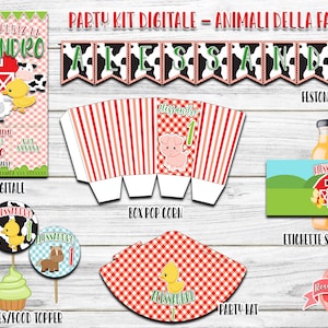 Party kit tema fattoria per il primo compleanno di Eleonora - farm party  kit - Incartando Incantando
