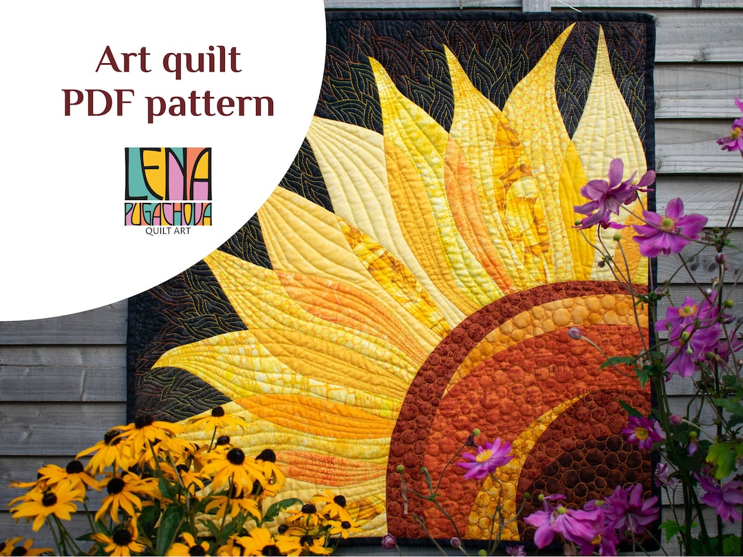 Follow the Sun PDF Art Quilt Pattern, Sunflower Quilt, Curve