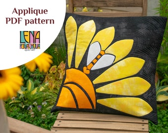 Sunflower - July Cushion/ Block of the month appliqué PDF quilt pattern