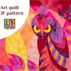 Owl Be Watching You PDF art quilt pattern, owl quilt, curve piecing, instant download