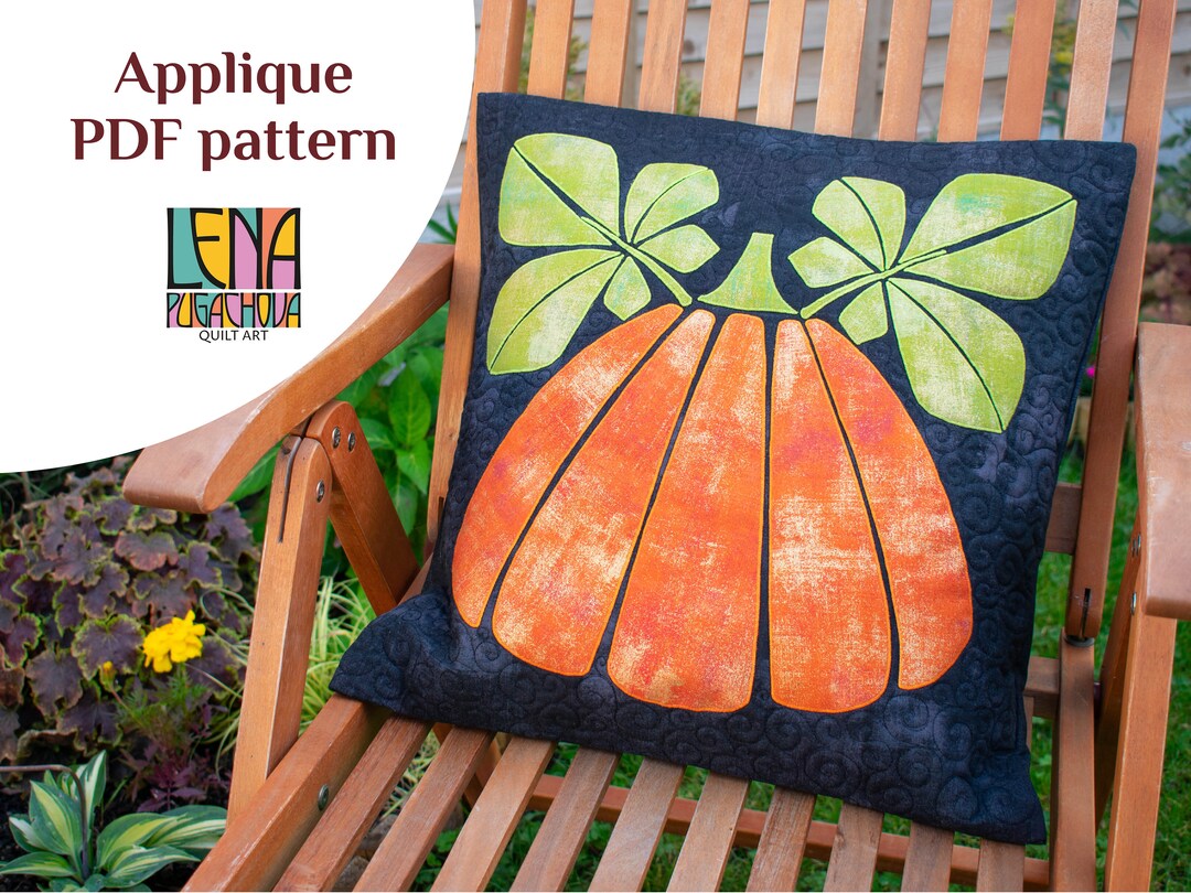 October Patterns Pumpkin - October Cushion/ Block of the Month Appliqué PDF Quilt ...