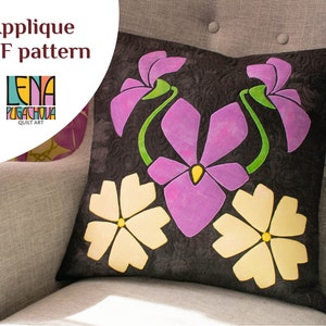 Veilchen und Primeln - Mai Kissen/ Monatsblock mit Applikation, PDF Quilt Anleitung