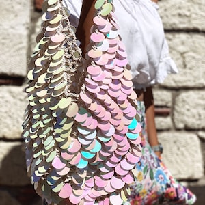 Luxury Bag,knitted Sequin Sparkle Bag, Handmade Sequin Bag Luxury Bag,knitted Sequin Sparkle Bag, Handmade Sequin Bag