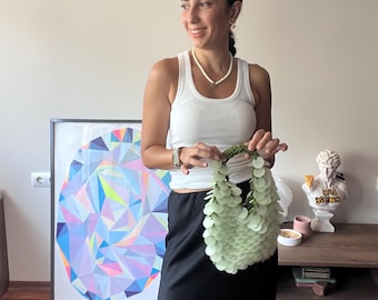 Mini sac à paillettes au crochet : pochette scintillante faite main, sac à main pour demoiselles d'honneur