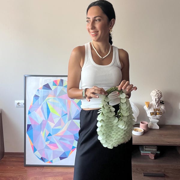 Minibolso de lentejuelas de ganchillo: bolso de mano brillante hecho a mano, bolso para la fiesta nupcial.