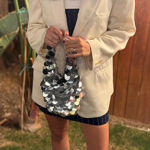 Silver Sequin Mini Bag: Handmade Wedding Purse