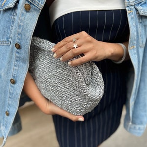Metallic Raffia Crochet Clutch: Evening Pouch Bag