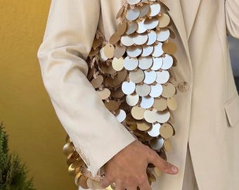 Handmade Gold Sequin Disc Bag: Luxury Gift for Her
