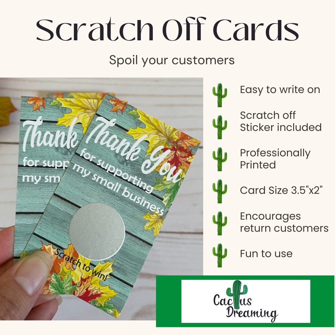 Fall Scratch Off Scratch off Thank You Cards Fall Leafs Scratchcard, Fall Marketing ...