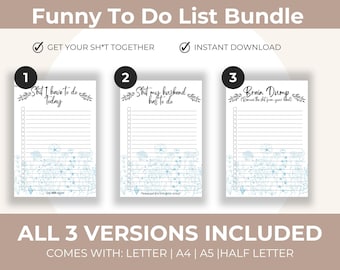 To-Do List Printable Bundle Checklist Mom Life Organizer Household To Do List Brain Dump Digital PDF Instant Download Blue Flower To Do List