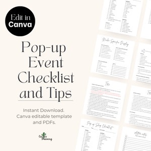 Craft Show Checklist Vendor Event Editable Canva Template Pop-Up Event, Event Planning, Business Resources, Business Check List, Planner