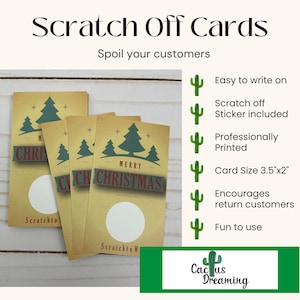 Christmas Scratch Off Thank You Cards, Customer Thank you Cards, Christmas Packaging, Holiday Packaging, Small Business Resources, Insert