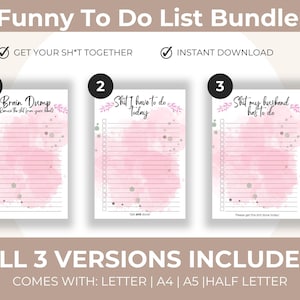 Pink To-Do List Check List Digital PDF Download Digital Planner Printable To Do List  Instant Digital Download Brain Dump Printable PDF