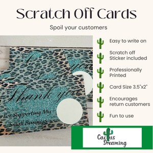 Cartões de agradecimento raspáveis Cartões de visita com estampa de leopardo azul, marketing de rua, cartão com código de desconto, encarte de embalagem, negócios criativos