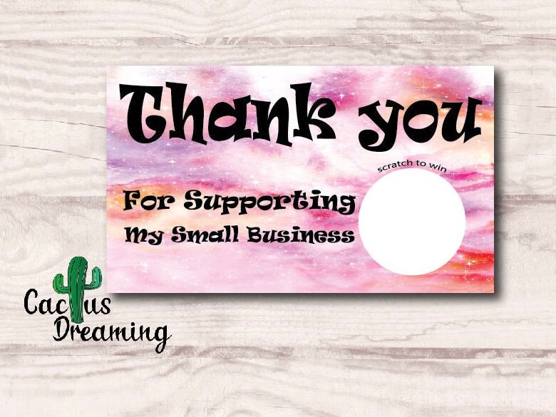 Return Thanks. Message Scratch off Thank You Cards Pink Watercolored Business Cards, Packaging ...