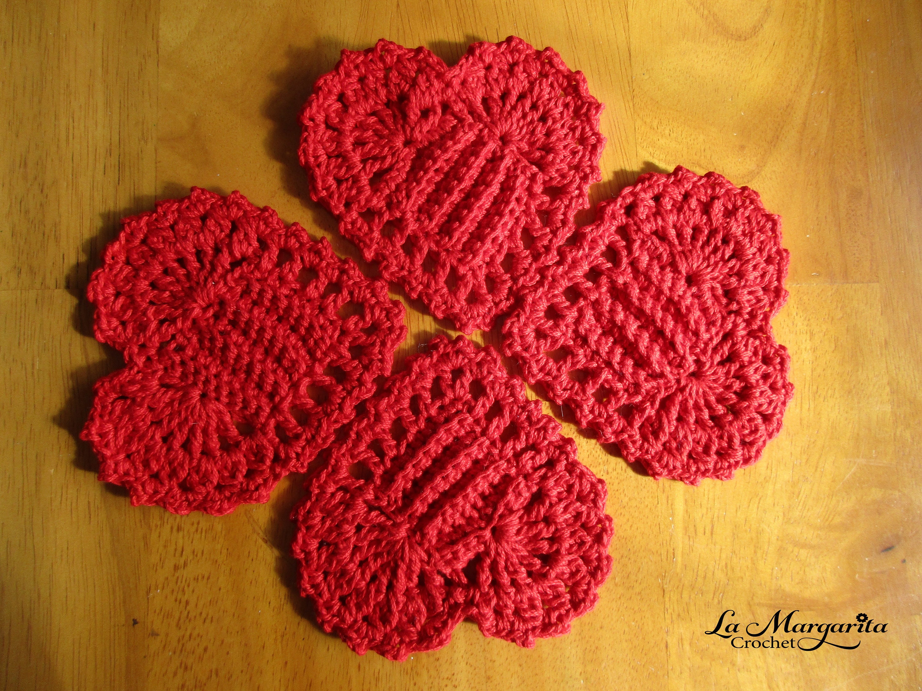 Crochet Heart Coasters Set of 4 or 6 Elegant Valentine Day | Etsy