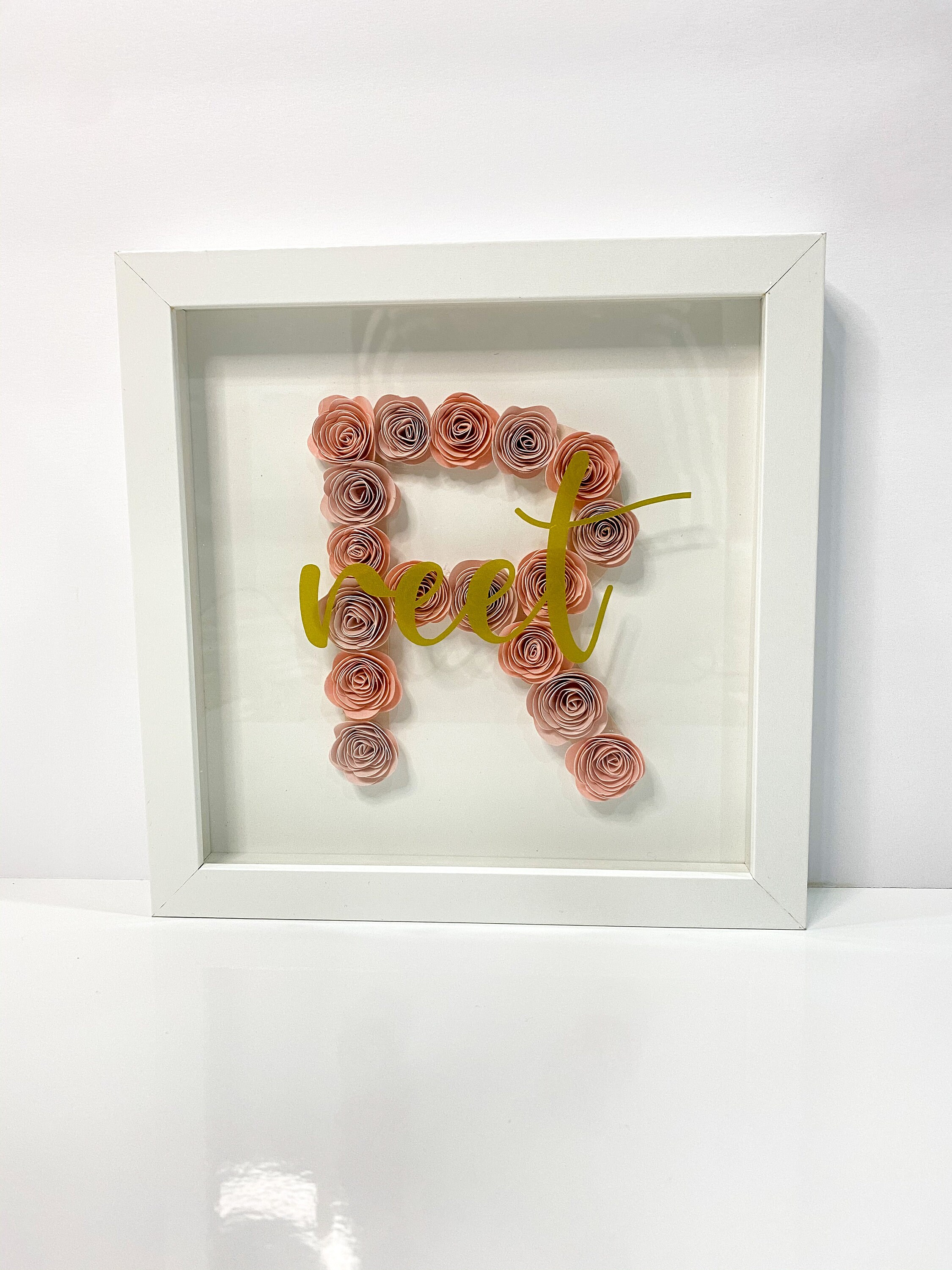 Personalized flower shadow box name initial Baby Birth Etsy