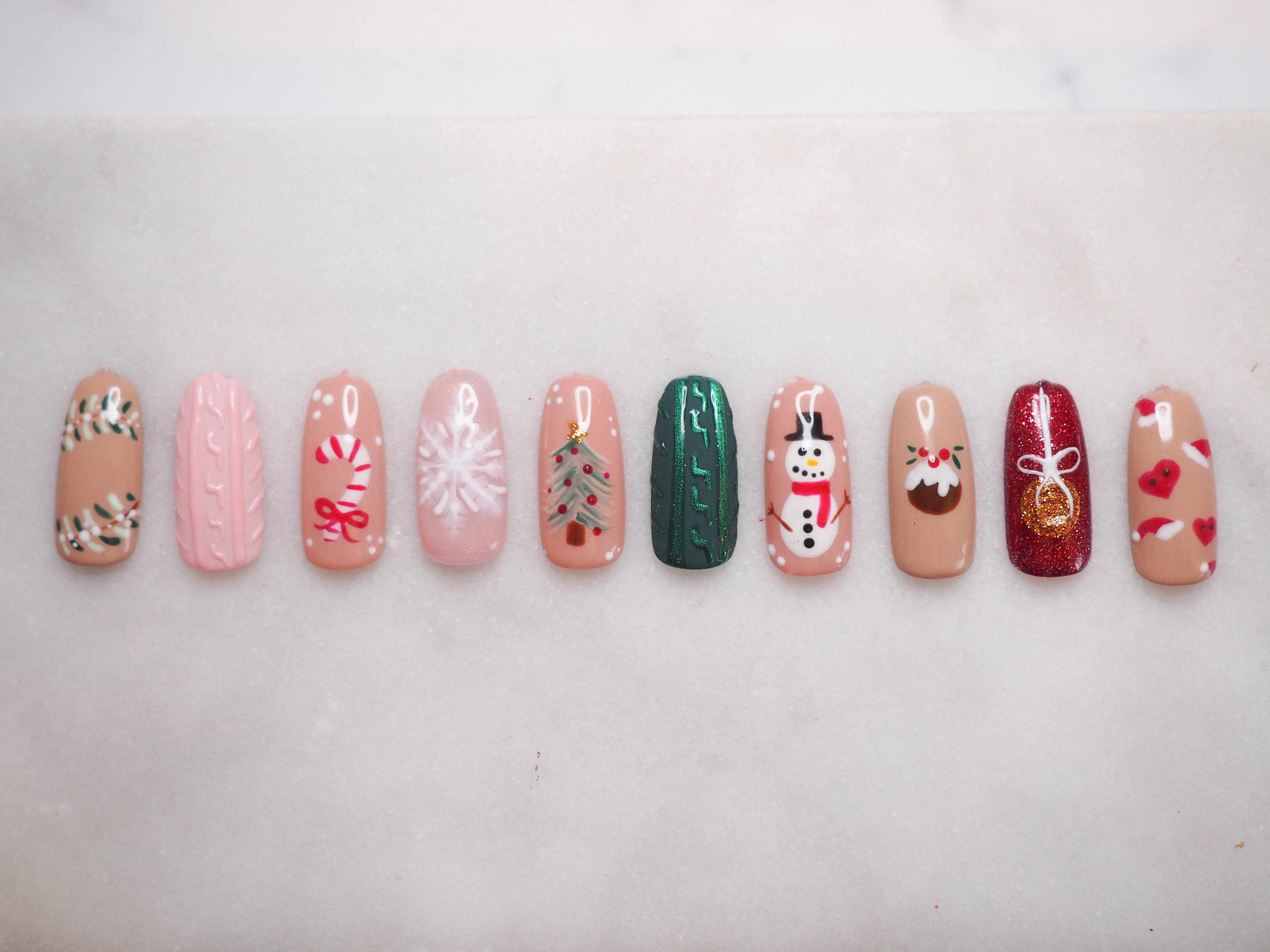 Press on Nails Christmas Nail Art Christmas Designs - Etsy