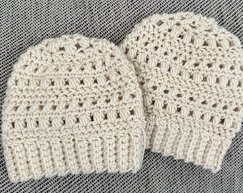 Textured Slouchy Beanie Crochet Pattern, All Sizes (Digital Download)