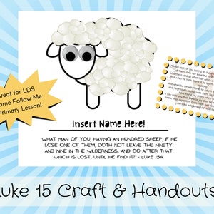 Sheep & Jesus Shepherd Craft, Luke 15, Come Follow Me Primary, Digital Download