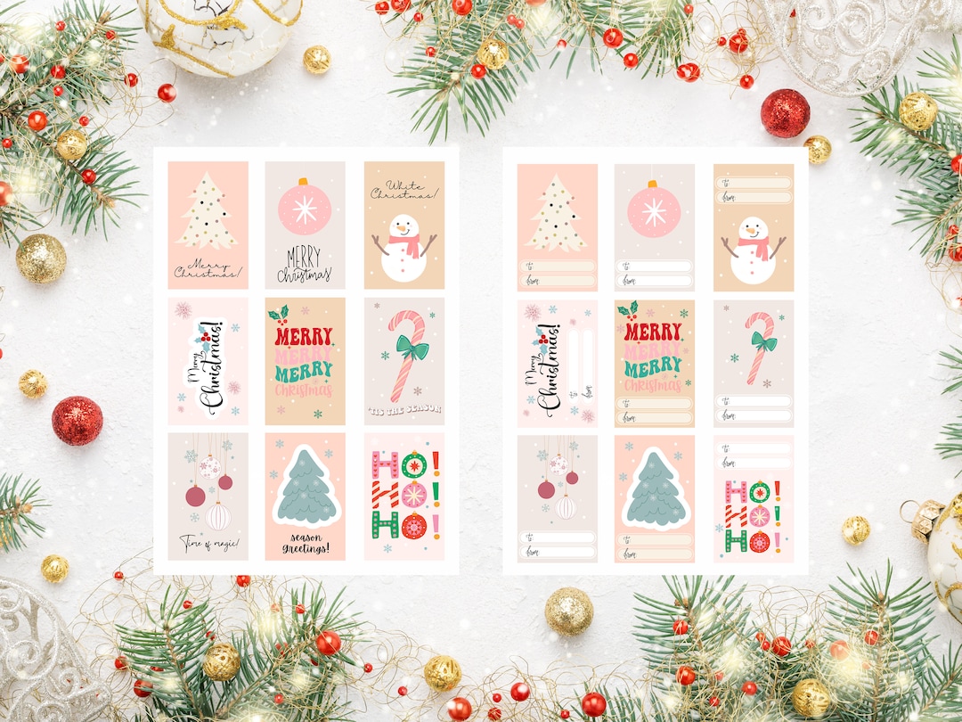 Cute Christmas Gift Tags - Printable Xmas Present Stickers - Digital ...