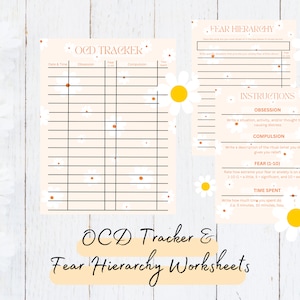 Obsessive Compulsive Disorder (OCD) Tracker Worksheets, Digital Download
