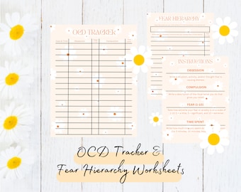 Obsessive Compulsive Disorder (OCD) Tracker Worksheets, Digital Download