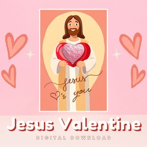 Jesús te ama: Tarjeta imprimible para el día de San Valentín - Folleto de Jesús para San Valentín - Descarga digital - San Valentín de la Primaria