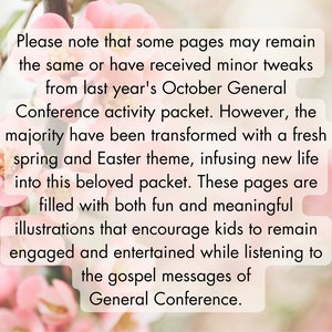 General Conference Activity Packet Digital Download April 2024 Primary and Youth Coloring Activity Book Pages Easter & Spring image 3