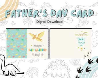 Vatertagskarte - Papa-Asaurus - Dinosaurier-Thema Grußkarte - Digital Download