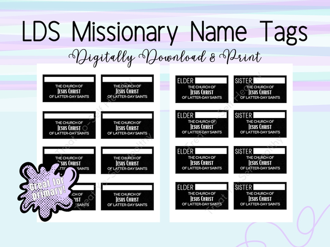 Printable LDS Missionary Name Tags Digital Download Church of Jesus Printable LDS Missionary Name Tags Digital Download Church of Jesus
