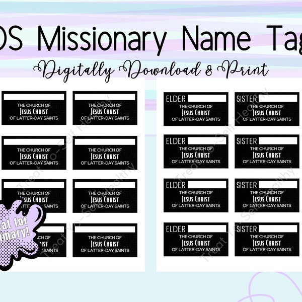 Printable LDS Missionary Name Tags - Digital Download - Church of Jesus Christ of Latter-Day Saints