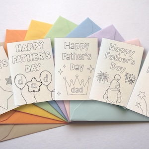 Printable Father’s Day Coloring Cards for Kids – 5x7 Foldable DIY Cards For Dad – Instant Digital Download