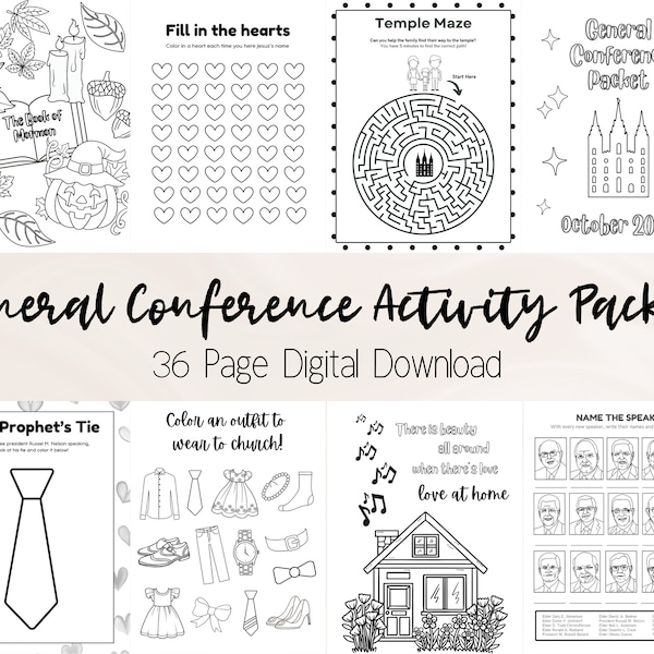 General Conference Activity Packet - Digital Download - October 2023 - Primary and Youth - Coloring Activity Book Pages